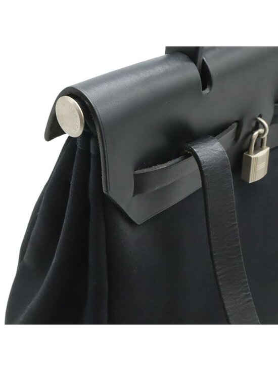 Hermes Herbag a Dos PM Backpack 2-Way Handbag Toile Officier Leather Black main image 2